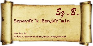Szpevák Benjámin névjegykártya
