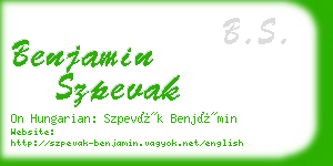 benjamin szpevak business card